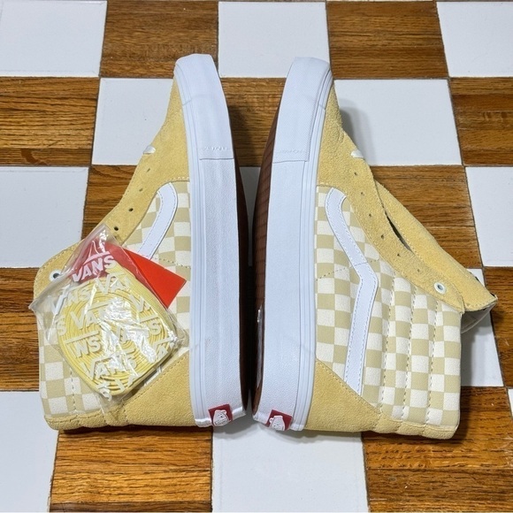 Vans Sk8-Hi Pro‎ Checkerboard Pale Banana Suede Sneakers Size 11.5 Men - Picture 7 of 9